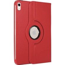 Ve Kırmızı iPad 10.9 2022 (10.nesil) ile Uyumlu 360 Derece Dönebilen Standlı Tablet Kılıfı - Kırmızı