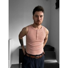 Elku Moda Erkek Sıfır Kol T-Shirt - Slim Fit Fitilli Ribana Dokuma Kolsuz Atlet Sıfır Yaka Spor Atlet Tişört