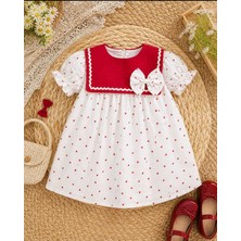 Lolli Boom Kids Scarlet Heartnow Fiyonk Yaka Kız Çocuk Kalp Desen Elbise