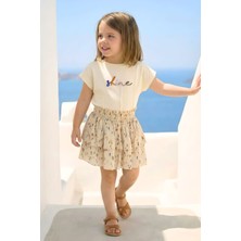Blumi Kids Kız Çocuk Nakışlı Tişört ve Etek Takımı