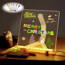 Pileli Store LED Işıklı Kendiliğinden Renkli Fosforlu Kalemli Kare Yazı Panosu 20X20 cm (4887)