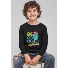 Bubuga Erkek Çocuk Uzun Kollu Tişört Be Cool Kaykaycı Canavar Baskılı %100 Pamuk