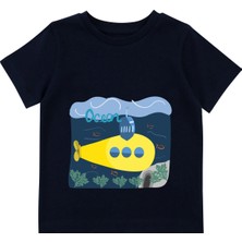 Bubuga Erkek Çocuk %100 Pamuk Lacivert Denizaltı Baskılı Kısa Kol Tshirt