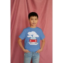 Bubuga Erkek Çocuk %100 Pamuk Premium Kırmızı Araba Baskılı Kısa Kol Tshirt