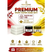 Fabrikone Premium Mum Yapım Hobi Seti - Parafin Wax 1 kg - 2'li Toz Mum Boyası Seti - Kırmızı, Sarı BKFABPW1KG2KSR