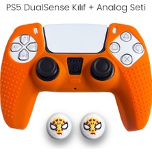 Cosmostech Ps5 Dualsense Uyumlu Turuncu Silikon Kılıf + Spider Analog Başlık Seti
