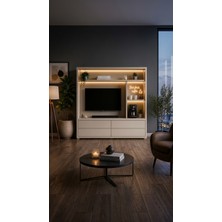 Furnox Kahve Köşeli Ledli Tv Ünitesi Salon, Mutfak ve Kapalı Balkon Kullanımı Için Ideal