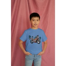 Bubuga Erkek Çocuk %100 Pamuk Premium Racer Motorsiklet Baskılı Kısa Kol Tshirt