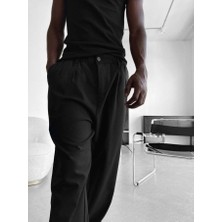 Elku Moda Erkek Rahat Kesim Pileli Kumaş Pantolon Relaxed Fit Yüksek Bel Dökümlü Pantolon