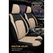Trobus Kia Ceed 2012+ Uyumlu Monaco Serisi Eviza Deri Detaylı Bej Siyah Koltuk Kılıfı