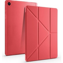 Ve Kırmızı Samsung Galaxy Tab A9 - X110 ile Uyumlu Standlı Kalemlikli Kapaklı Tablet Kılıfı - Kırmızı
