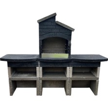 Büzsan Barbekü Beton Barbekü Mangallık Antrasit Gri Çift Masalı 70 Lik