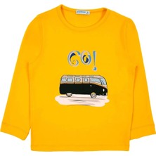 Bubuga Erkek Çocuk %100 Pamuk Sarı Renk Karavan Baskılı Uzun Kol Tshirt