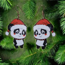 Brand House Çok Renkli V1 Panda Temalı 3D Sallantılı Küpe – Sevimli Trend Kadın Aksesuar