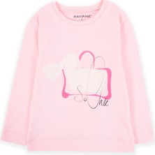 Bubuga Kız Çocuk %100 Pamuk Pembe Renk So Chic Baskılı Uzun Kol Tshirt