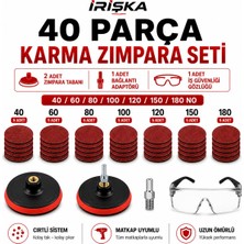 irişka Cırt Zımpara Seti + Matkap Aparatı + Gözlük 115 Mm(40 Parça)