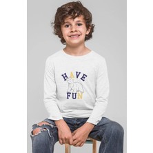 Bubuga Erkek Çocuk Uzun Kollu %100 Pamuk Polar Ayı Baskılı Tişört - Have Fun Temalı