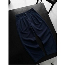 Elku Moda Erkek Rahat Kesim Pileli Kumaş Pantolon Relaxed Fit Yüksek Bel Dökümlü Pantolon