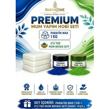 Fabrikone Premium Mum Yapım Hobi Seti - Parafin Wax 1 kg - 2'li Toz Mum Boyası Seti - Mavi, Yeşil BKFABPW1KG2MY