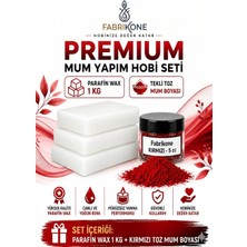 Fabrikone Premium Mum Yapım Hobi Seti - Parafin Wax 1 kg - Tekli Toz Mum Boyası - Kırmızı BKFABPW1KG1K