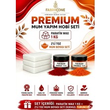 Fabrikone Premium Mum Yapım Hobi Seti - Parafin Wax 1 kg - 2'li Toz Mum Boyası Seti - Kırmızı, Turuncu BKFABPW1KG2KT