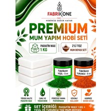 Fabrikone Premium Mum Yapım Hobi Seti - Parafin Wax 1 kg - 2'li Toz Mum Boyası Seti - Yeşil, Turuncu BKFABPW1KG2YT