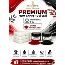 Fabrikone Premium Mum Yapım Hobi Seti - Parafin Wax 1 kg - 2'li Toz Mum Boyası Seti - Kırmızı, Siyah BKFABPW1KG2KS