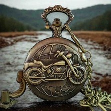Wolawood Özel Tasarım Hız Motoru Kabartmalı Vintage Hediyelik Cep Saati Nostaljik Vintage Metal Saat Bronz Antika Tarzı Zincirli Köstekli Saat