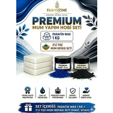 Fabrikone Premium Mum Yapım Hobi Seti - Parafin Wax 1 kg - 2'li Toz Mum Boyası Seti - Mavi, Siyah BKFABPW1KG2MS