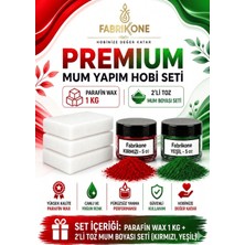 Fabrikone Premium Mum Yapım Hobi Seti - Parafin Wax 1 kg - 2'li Toz Mum Boyası Seti - Kırmızı, Yeşil BKFABPW1KG2KY