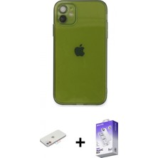 Marsilyan™- iPhone 12 Kılıf Ahenk Doku - Siyah Bilvis 5in1 3D Magic Cam Ekran Koruyucu + Renkli Kamera Lens Koruma Cam - Pe