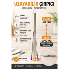 Eneci Uzayıp Kısalabilen Silikon Uçlu Tencere Çizmez Metal Çırpıcı