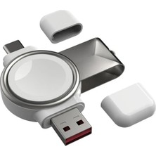 Nevamel Ally Apple Iwatch Için Taşınabilir 2 In 1 USB + Type-C Şarj STANDI-(5775)