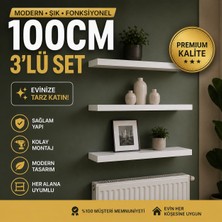 Vardar 3'lü Beyaz Duvar Rafı 100cm Mdflam | Kusursuz Tasarım Modern Duvar Rafı – Salon & Koridor Dekoratif Raf Petek Üzeri Raf