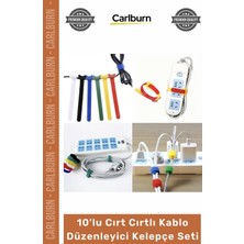 Carlburn #organizer Naylon Siyah Çok Amaçlı Organizer Şık 10'lu Cırt Cırtlı Kablo Düzenleyici Kelepçe Seti - 15CM