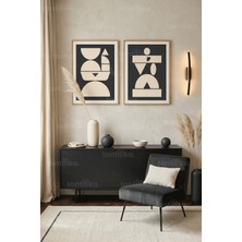 Tontilika Çağdaş Minimalist Mekanlara Özel Soyut Geometrik Şekiller 2’li Ahşap Çerçeveli Tablo Seti