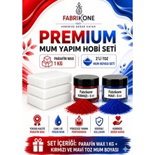 Fabrikone Premium Mum Yapım Hobi Seti - Parafin Wax 1 kg - 2'li Toz Mum Boyası Seti - Kırmızı, Mavi BKFABPW1KG2KM