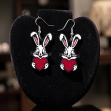 Brand House Çok Renkli V4 Tavşan Temalı 3D Sallantılı Küpe – Sevimli Trend Kadın Aksesuar