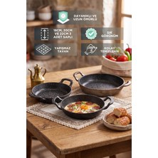 Evsane 3\'lü Sahan Seti 18-20-22 cm Çift Kulplu Yapışmaz