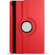 Ve Kırmızı Lenovo Tab TB-311FU ile Uyumlu 360 Derece Dönebilen Standlı Tablet Kılıfı - Kırmızı
