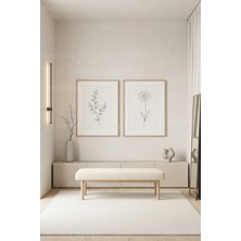 Tontilika Minimalist Doğal Bitki Çizimleri 2’li Ahşap Çerçeveli Tablo Seti