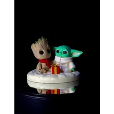 Arez Figür Grogu ve Baby Groot Figür 10 cm El Boyama Koleksiyonluk Dekoratif 3D Baskı