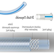 MarkEntegra 25 Metre Örgülü Şeffaf Bahçe Hortumu Dayanıklı 3 Katlı Sağlam Çeşme Su Sulama Yıkama Hortum 12.5 mm 1/2"