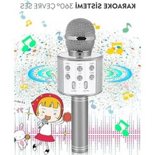 MarkEntegra Babilden C-8501 Karaoke Mikrofon Bluetooth USB & Tf & Aux (Silver)