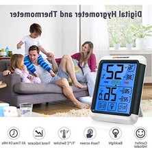 MarkEntegra Thermopro TP55 Dijital Iç Mekan Higrometre Termometresi Sıcaklık ve Nem Monitörü Bebek Odası Çocuk Odası Nemi Ölçer, Büyük Arka Aydınlatmalı Dokunmatik Ekranlı, 2 Parça