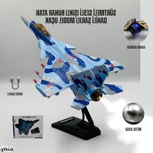 MarkEntegra Oyuncak Model Uçak Dahili Şarjlı Buhar Atabilen Metal Kasa Işıklı Sesli Standlı Sürtmeli Savaş Uçağı + Kutulu F-16 (Lacivert)