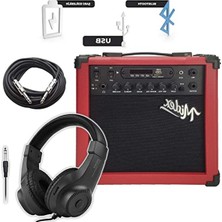 MarkEntegra Midex MGA-25RDBT-HD Şarjlı Elektro Gitar Amfisi 25 Watt USB Bluetooth Distortion Kulaklık ve Kablo