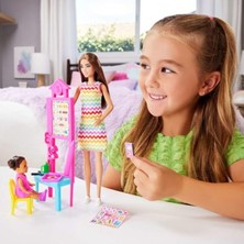 MarkEntegra Barbie Kariyer Oyun Setleri - Öğretmen Bebek Öğretmen Barbie, Kahverengi Saçlı Bebek, 1 Çocuk Figürü ve Öğretim Aksesuarları JCR76