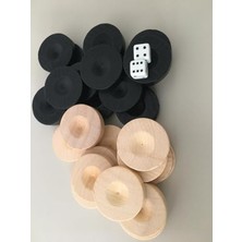 MarkEntegra El Yapımı Ahşap Tavla Pulu 2 Adet Zar Hediye 35 mm