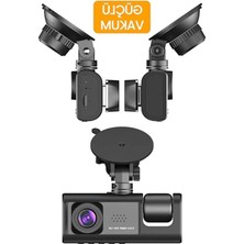 MarkEntegra 3 Kameralı LCD Ekran Araç Kamerası Fullhd Geniş Açı Ön + Arka + Araç Içi Kamera Hareket Sensörü C309